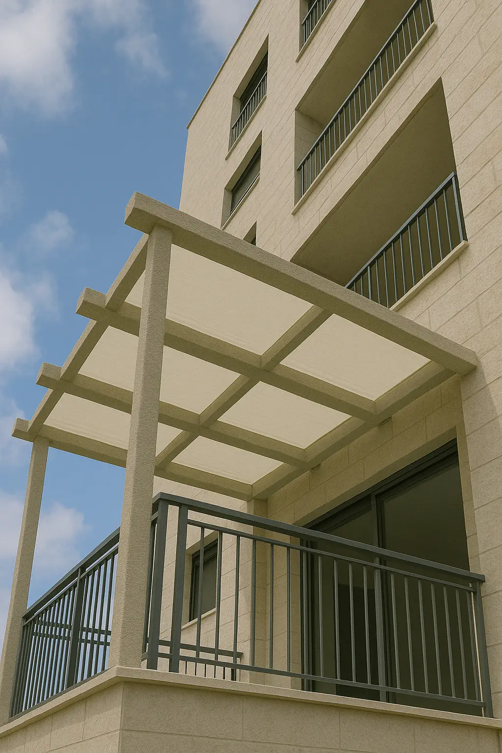 פרגולות במרפסת של בניין של פלדוריט